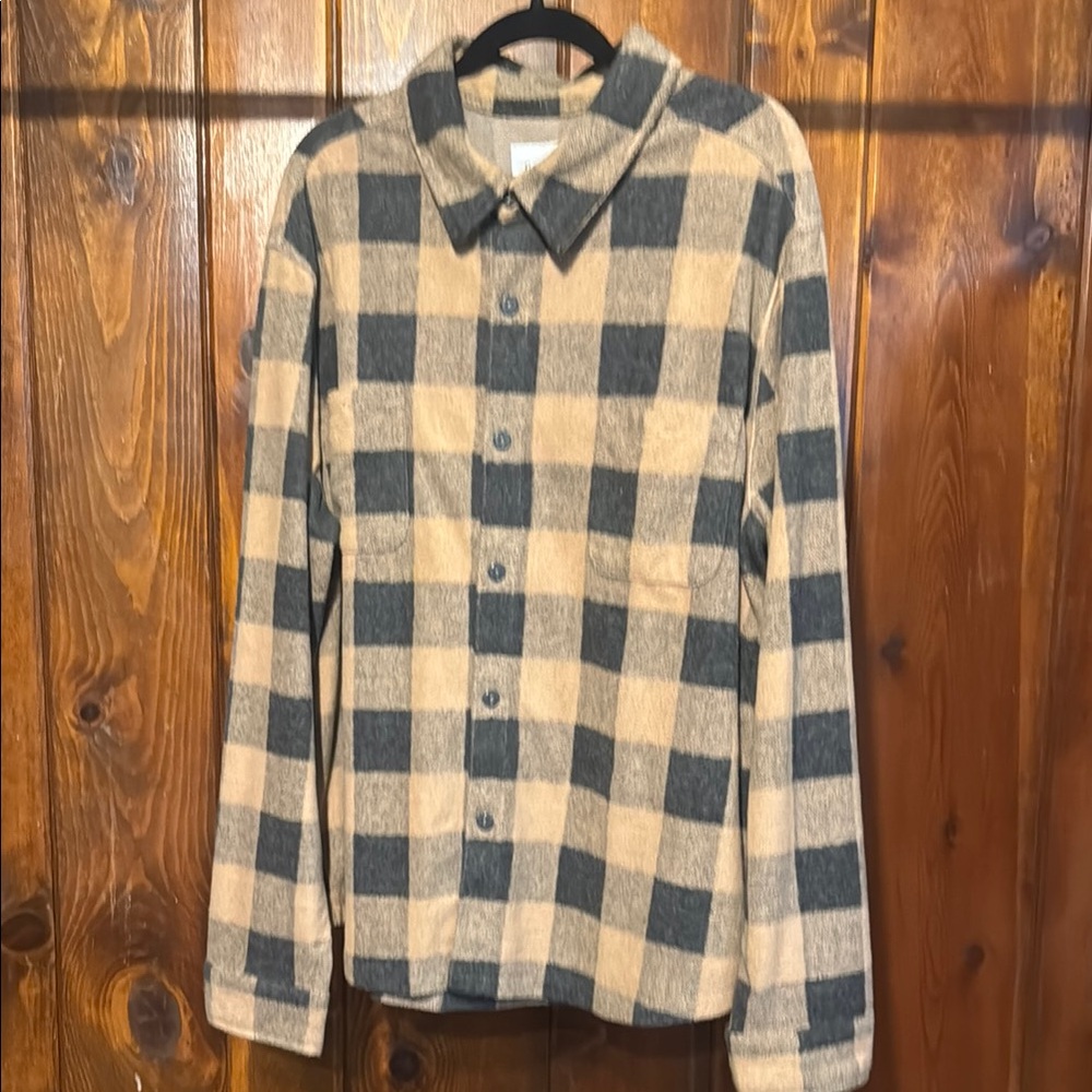 Goodfellow & Co Tan and Black Plaid Shirt